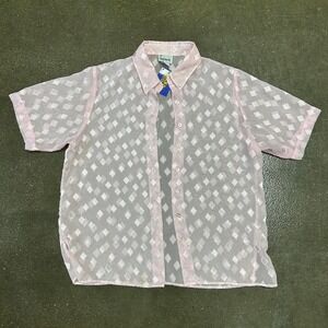 Vintage BonWorth Sparkly Pink Sheer Size Small Petite Button Up Blouse